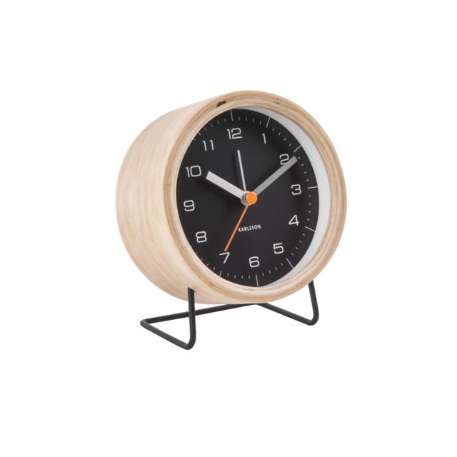 Karlsson - Horloge réveil en bois Innate - Diam. 10 cm - Noir - Karlsson