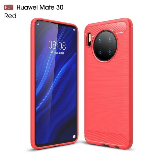 Wewoo - Coque Souple en TPU fibre de carbone pour Huawei Mate 30 rouge Wewoo - Accessoire Smartphone