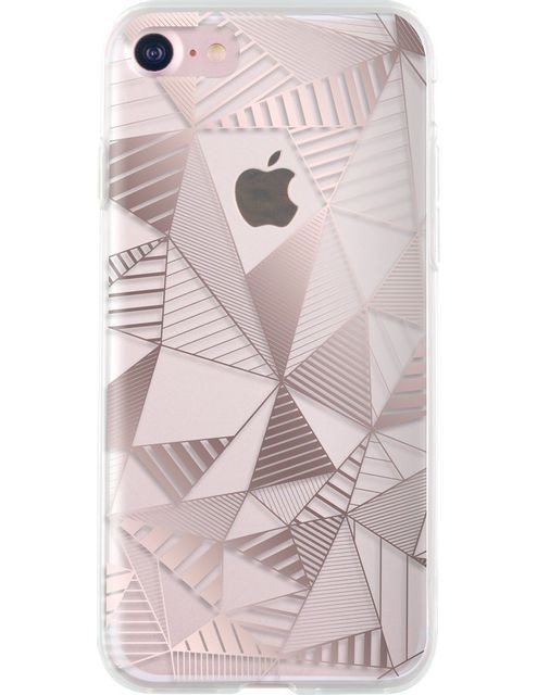 Bigben - Coque semi-rigide transparente triangles rose doré pour iPhone 7 - Coque, étui smartphone Polyuréthane