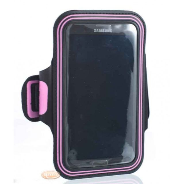 Coque, étui smartphone Amahousse Brassard de Sport téléphone taille 157 x 93 x 9.5 néoprène rose et noir