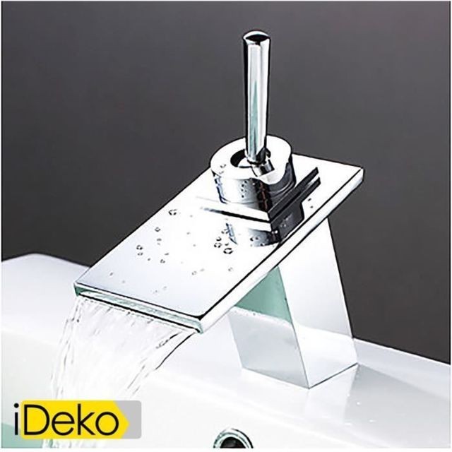 Ideko - iDeko® Robinet Mitigeur lavabo cascade robinet évier salle de bains contemporaine - fini chrome Ideko  - Lavabo