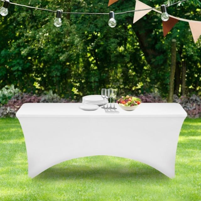 Idmarket - Housse blanche pour table pliante 180 CM - Fauteuil de jardin