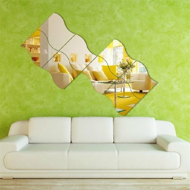 Wewoo Sticker mural Miroir acrylique bricolage Style de vague amovible verre autocollant de maquillage maison chambre décorative Argent
