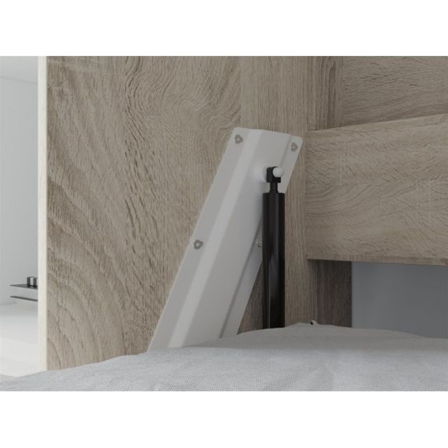 Smartbett Lit escamotable Standard SMARTBett 140x200 vertical chêne Sonoma /blanc devant brillant avec ressort pneumatique