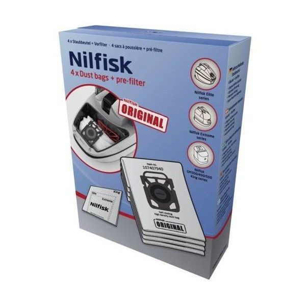 Nilfisk - NILFISK Sacs Synthétiques x4 + Pré-Filtre Elite Extrème king Ref. 107407940 Nilfisk  - ASD