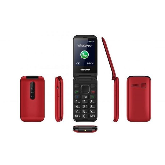 Telefunken - Téléphone portable à clapet avec Facebook et Whatsapp - TELEFUNKEN TM 360 COSI- Rouge Telefunken   - Autres accessoires smartphone Telefunken