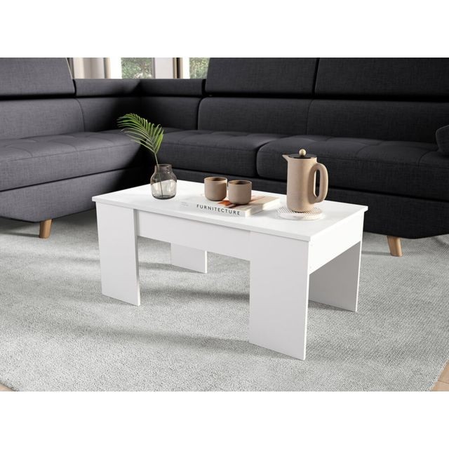 Tables basses Table basse GOTHAM avec plateau relevable et rangement - Couleur - Blanc