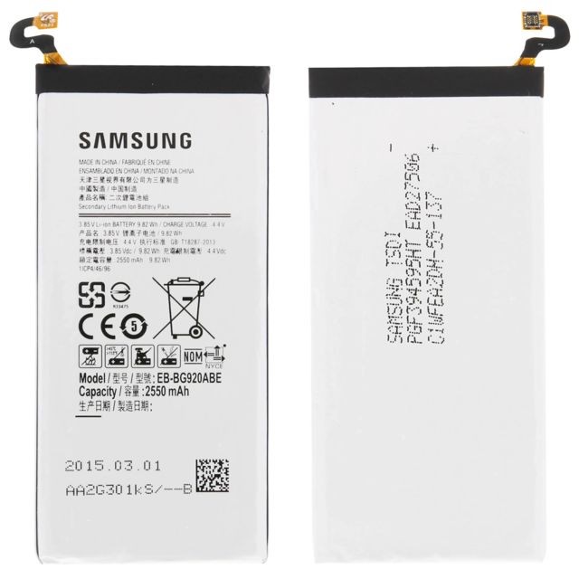 Samsung - Batterie d'Origine Samsung Galaxy S6 - 2550mAh - EB-BG920ABE Samsung   - Batterie téléphone Samsung galaxy s6