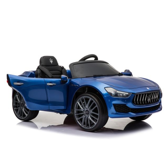 Maserati - Maserati Ghibli Voiture Electrique (2 x 25W) pour Enfant Bleu, 110 x 64 x 48cm - Marche avant et arrière, Phares fonctionnels, Musique, Klaxon, Ceinture, Indicateur niveau de batterie et Télécommande parentale - Jeux de plein air
