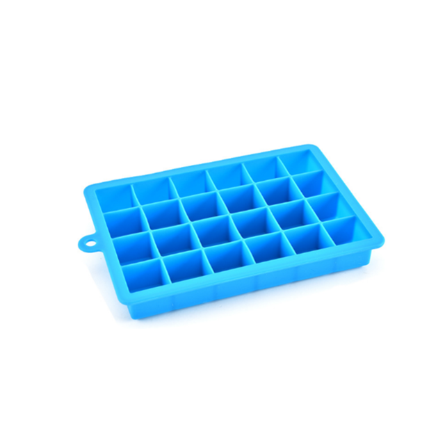 Bacs à glaçons YP Select Mode de cube de glace en silicone à 24 grilles avec couvercle Moule de fabrication de glace de plateau congelé - Couvercle bleu