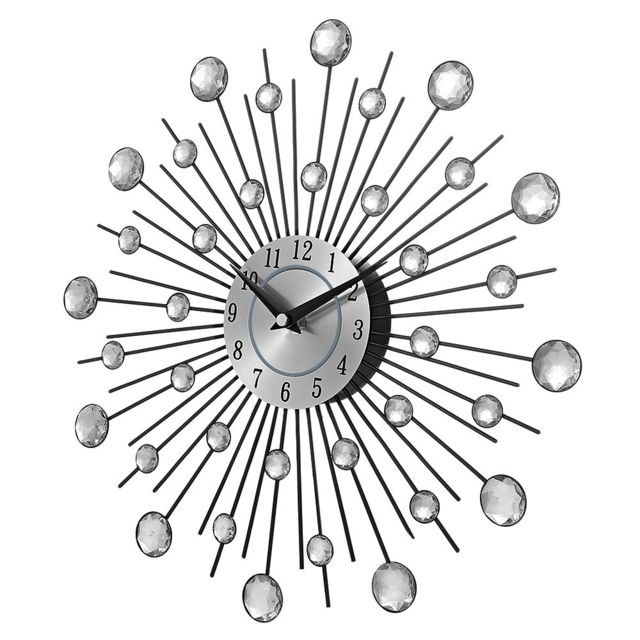 Wewoo Horloge murale créative cristal argent en fer forgé personnalité art décoration salon chambre