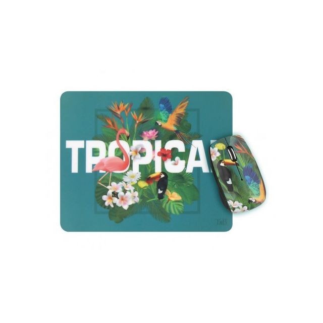 T'Nb - Bundle souris + tapis EXCUSIV' - design tropical - Clavier Souris Reconditionné