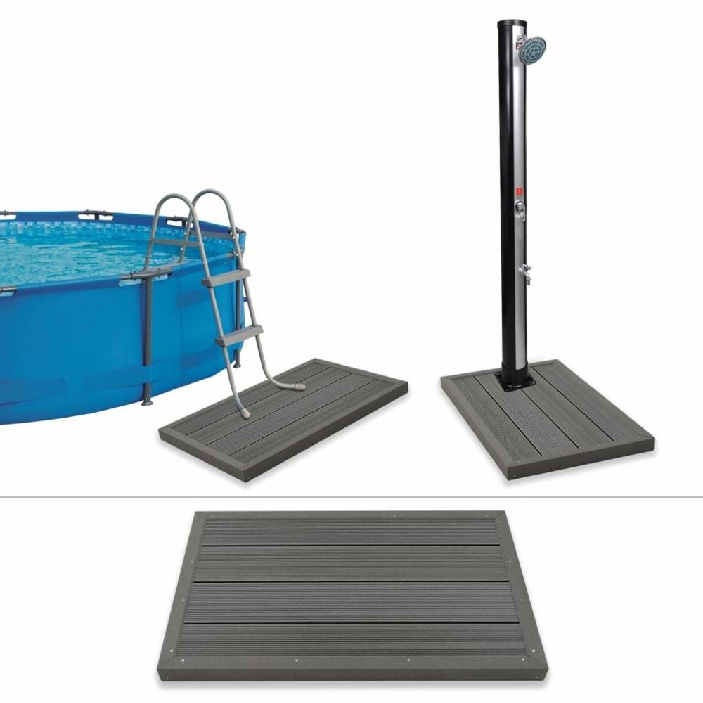 Vidaxl Élément de plancher pour douche solaire/échelle de piscine WPC | Gris - Piscine et spa - Accessoires pour piscines et sp