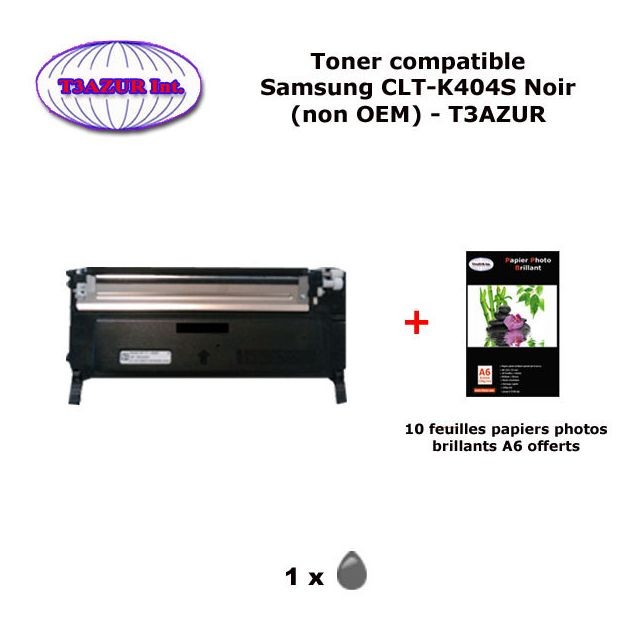 T3Azur - Toner générique SAMSUNG CLT-K404 pour Samsung XPress C430 C430W C480 C480FN C480W C483W noir+ 10f A6 brillantes -T3AZUR T3Azur  - Toner