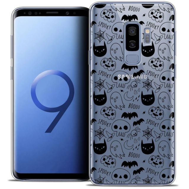 Caseink - Coque Housse Etui Samsung Galaxy S9+ (6.2 ) [Crystal Gel HD Collection Halloween Design Spooky - Souple - Ultra Fin - Imprimé en France] Caseink  - Coque, étui smartphone Polyuréthane/cuir