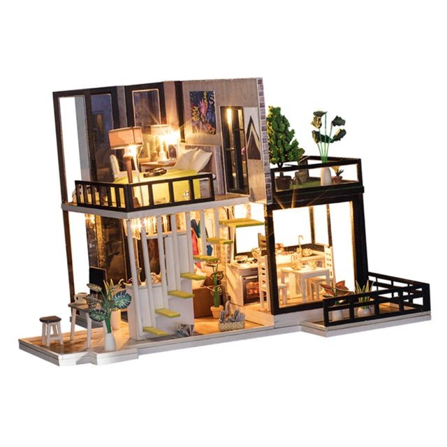 Poupées 1:20 DIY Maison de Poupée Miniature en Bois avec Meubles Assemblé à la Main Bricolage