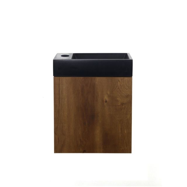 Allibert Meuble lave-mains à suspendre design Java - L. 40 x H. 48 cm - Marron bois