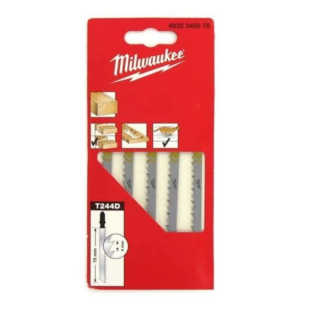 Milwaukee - Pack de 5 lames scie sauteuse MILWAUKEE bois/PVC 75 mm denture de 4 mm 4932346078 - Milwaukee