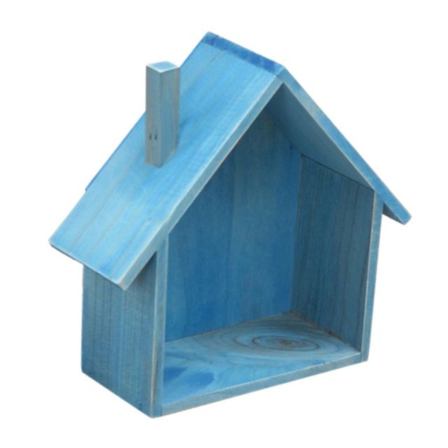 Armoire Shabby chic maison en bois étagères présentoir boîte murale bleu