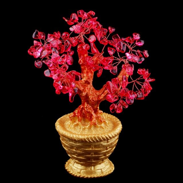 marque generique - 7 '' mini arbre en argent cristal style bonsaï chance fortune chance feng shui rouge - Feng shui