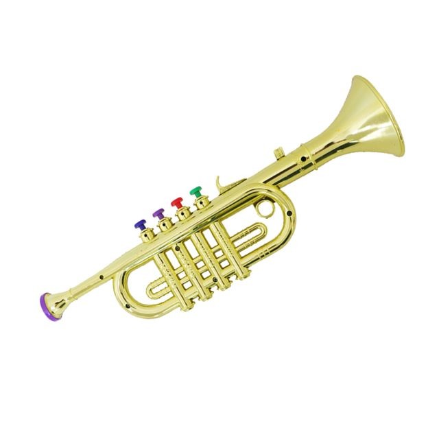 marque generique Trompette 34cm Pour Instrument De Musique Cadeau Avec 3 Touches Colorées Plaqué Or X1