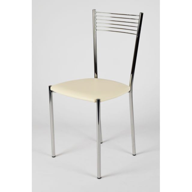 Tommychairs Chaise du Design Set 4 chaises Elegance Modernes pour la Cuisine et la Salle à Manger avec Structure en Acier chromé et Assise en Cuir Artificiel Coleur Blanc 