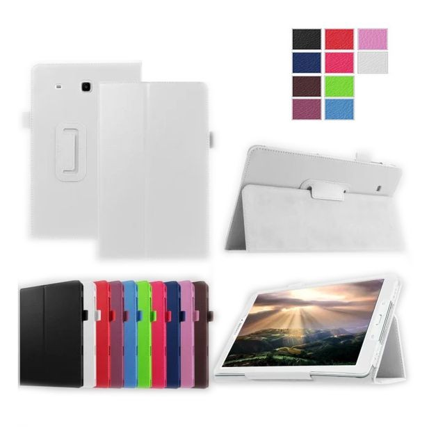 Sacoche, Housse et Sac à dos pour ordinateur portable Xeptio Samsung Galaxy Tab E 9.6 pouces Style Cuir blanc avec Stand - Etui coque de protection tablette