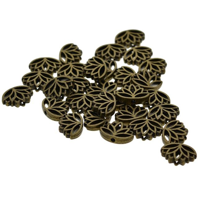 marque generique - 30x Perles intercalaires en métal avec fleur de lotus yoga creuse, vert bronze marque generique - Bonnes affaires Perles