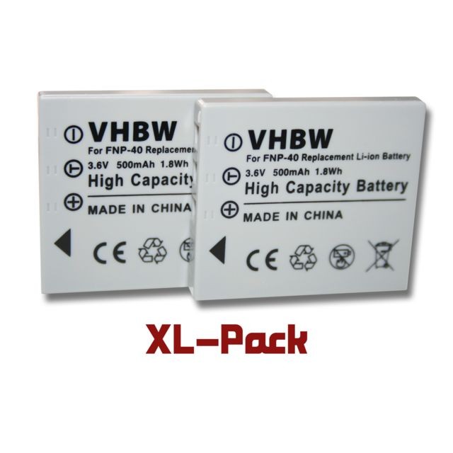 Vhbw - vhbw set de 2 batteries pour appareil photo Pentax Optio WP, Optio WPi, D-L18 remplace Fujifilm NP-40 / NP-40N / Pentax D-Li8 / D-Li95 - Batterie Photo & Video
