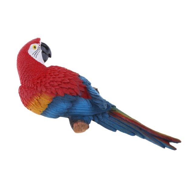 marque generique 2x réaliste perroquet résine oiseau ornement animal suspendu 31cm regarder à droite rouge