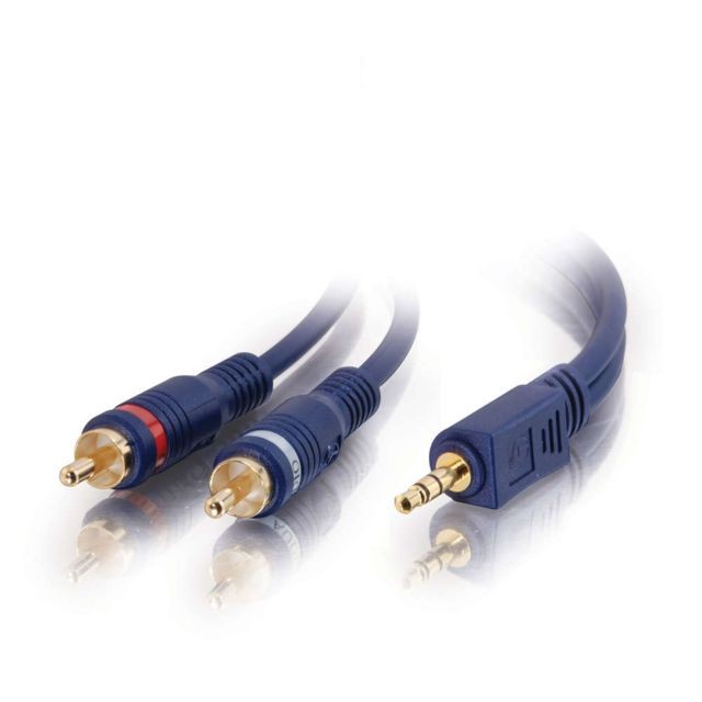 Cables To Go - C2G 2m Velocity 3.5mm Stereo Male to Dual RCA Male Y-Cable câble audio 3,5mm 2 x RCA Noir Cables To Go  - Marchand Stortle