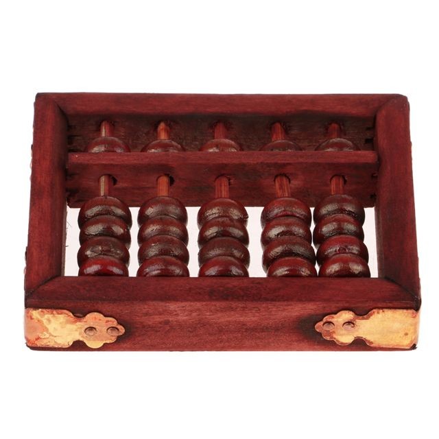 Jeux éducatifs Mini Calculateur Abacus Chinois Vintage En Bois Arithmétique à 5 Chiffres Rouge