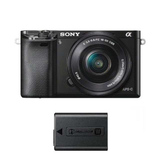 Sony - SONY A6000 Black KIT SEL 16-50MM F3.5-5.6 OSS Black + NP-FW50 Battery - Reflex Numérique