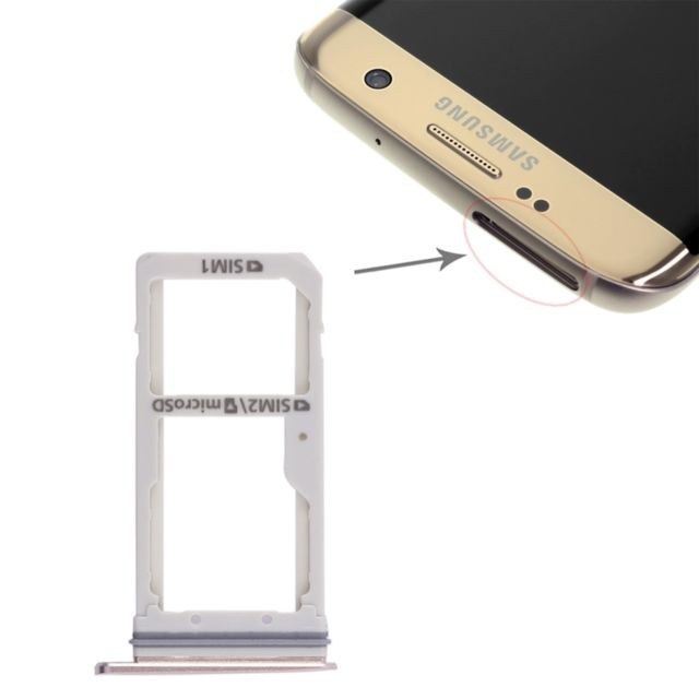 Wewoo - Tiroir de Carte SIM 2 Plateau pour SIM / Micro SD Card Samsung Galaxy S7 Edge Doré Wewoo  - Accessoires Samsung Galaxy S7 / S7 Edge Accessoires et consommables