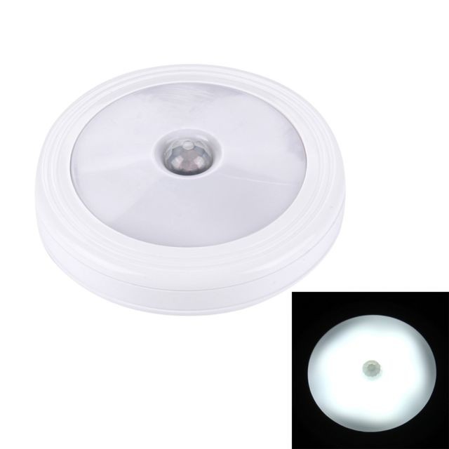 Wewoo - LED détecteur de mouvement pour les armoires lumière blanche 0.3W 6 LEDs 30 LM SMD-3528 ronde PIR du capteur - Wewoo