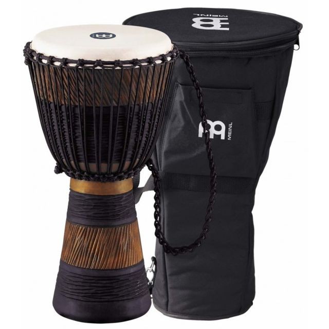 Meinl - Djembé Meinl 10'' ADJ3B-M Earth brun et noir (+ housse) - acajou style africain - Percussions africaines