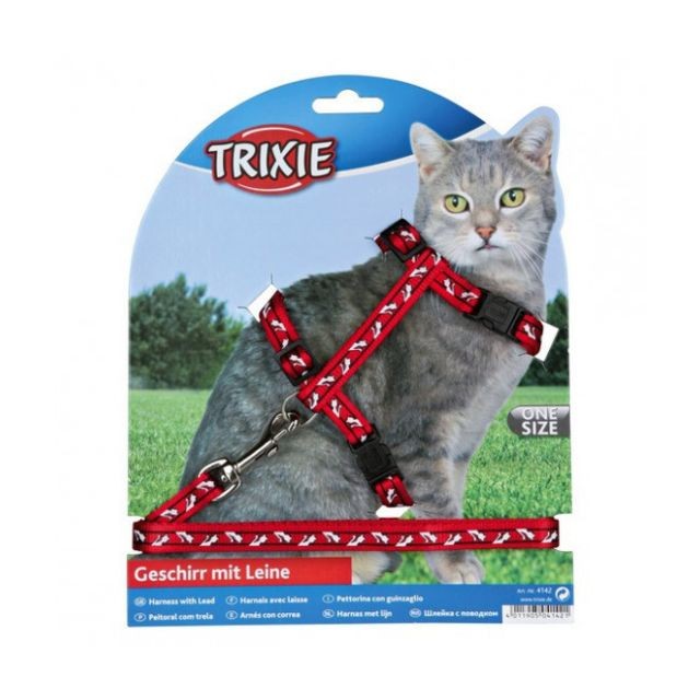 Equipement de transport pour chat Trixie Harnais en nylon avec laisse Trixie pour chats Avec motifs