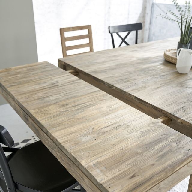 Tables à manger Table extensible en bois de teck recyclé 8 à 10 couverts