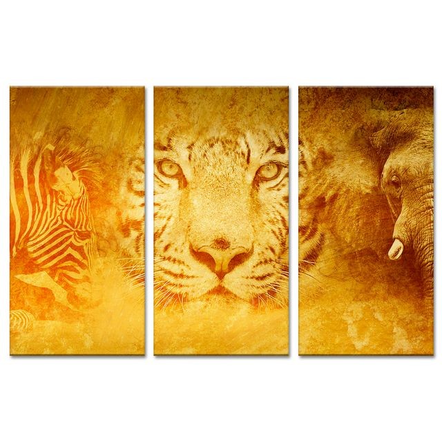 Tableaux, peintures Declina Triptyque sur toile imprimée animaux sauvages - Boutique Declina