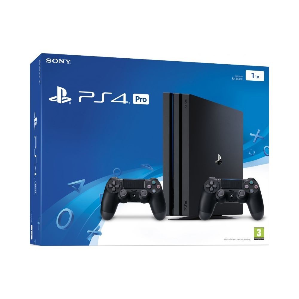 Console PS4 Sony Console PS4 PRO Chassis B 1 To Black + 2nd DS4 Black + Qui es-tu ? (voucher)