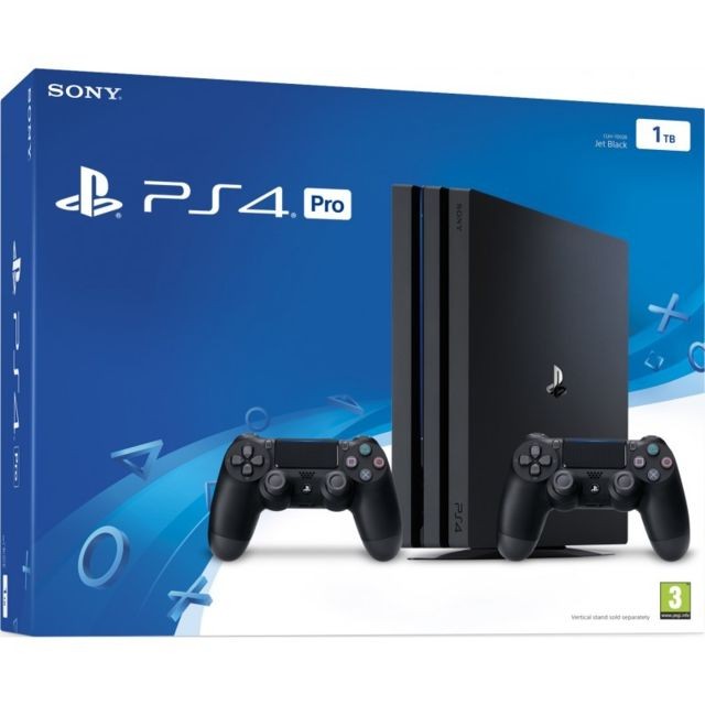 Console PS4 Sony Console PS4 PRO Chassis B 1 To Black + 2nd DS4 Black + Qui es-tu ? (voucher)