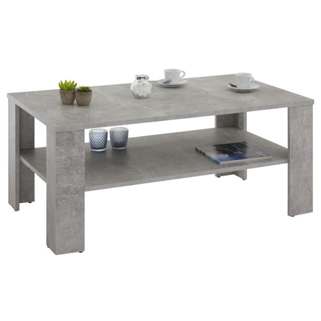 Idimex - Table basse LORIENT, en mélaminé décor béton - Table basse beton