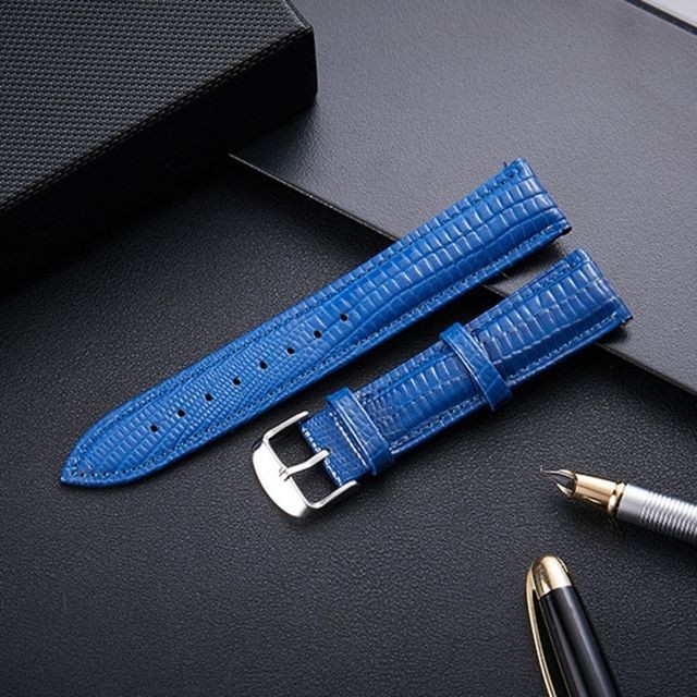 Wewoo - Bracelet pour montre connectée de en cuir avec texture de lézardtaille 14 mm bleu Wewoo - Wewoo