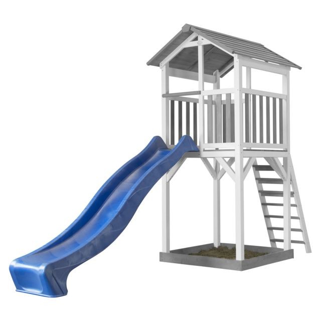 Axi - Beach Tower gris/blanc - avec toboggan bleu - Jeux d'enfants