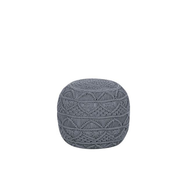 Beliani - Pouf en coton gris d 40 cm KAYSERI - Beliani