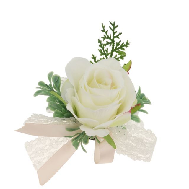 Plantes et fleurs artificielles marque generique Bracelet demoiselle d'honneur corsage fleurs à la main fournitures de mariage b