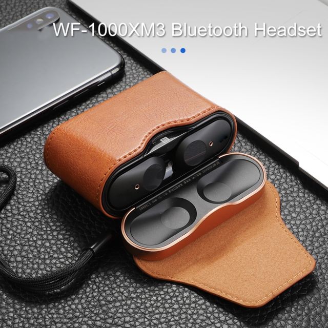 marque generique - Etui de protection en cuir magnétique pour écouteurs pour casque Sony WF-1000XM3 - Accessoires casque