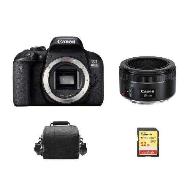 Canon - CANON EOS 800D + EF 50mm F1.8 STM + 32GB SD card + camera Bag Canon  - Reflex Numérique