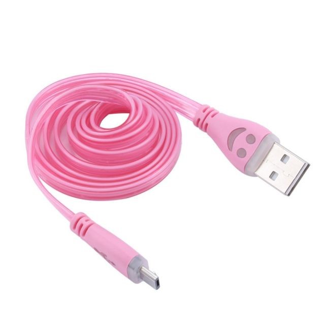 Shot - Cable Smiley Lightning pour IPAD Pro LED Lumiere APPLE Chargeur USB Connecteur (ROSE PALE) - Chargeur secteur téléphone