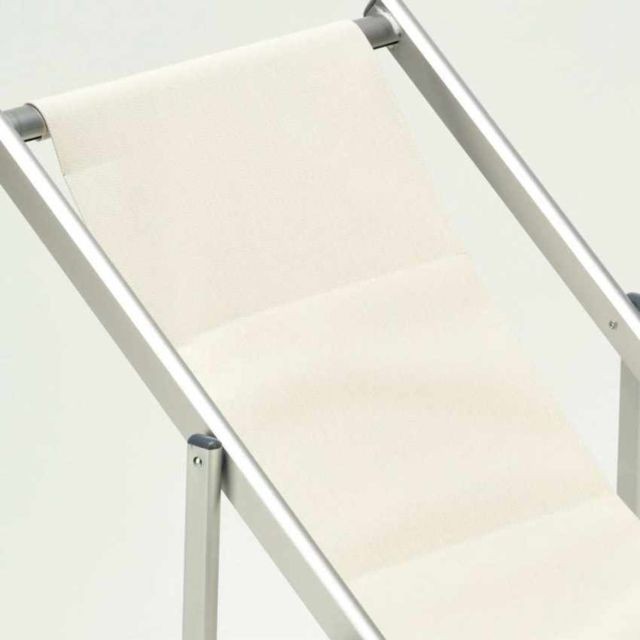 Beach And Garden Design Transat chaise de plage avec accoudoirs piscine aluminium Riccione Lux, Couleur: Blanc